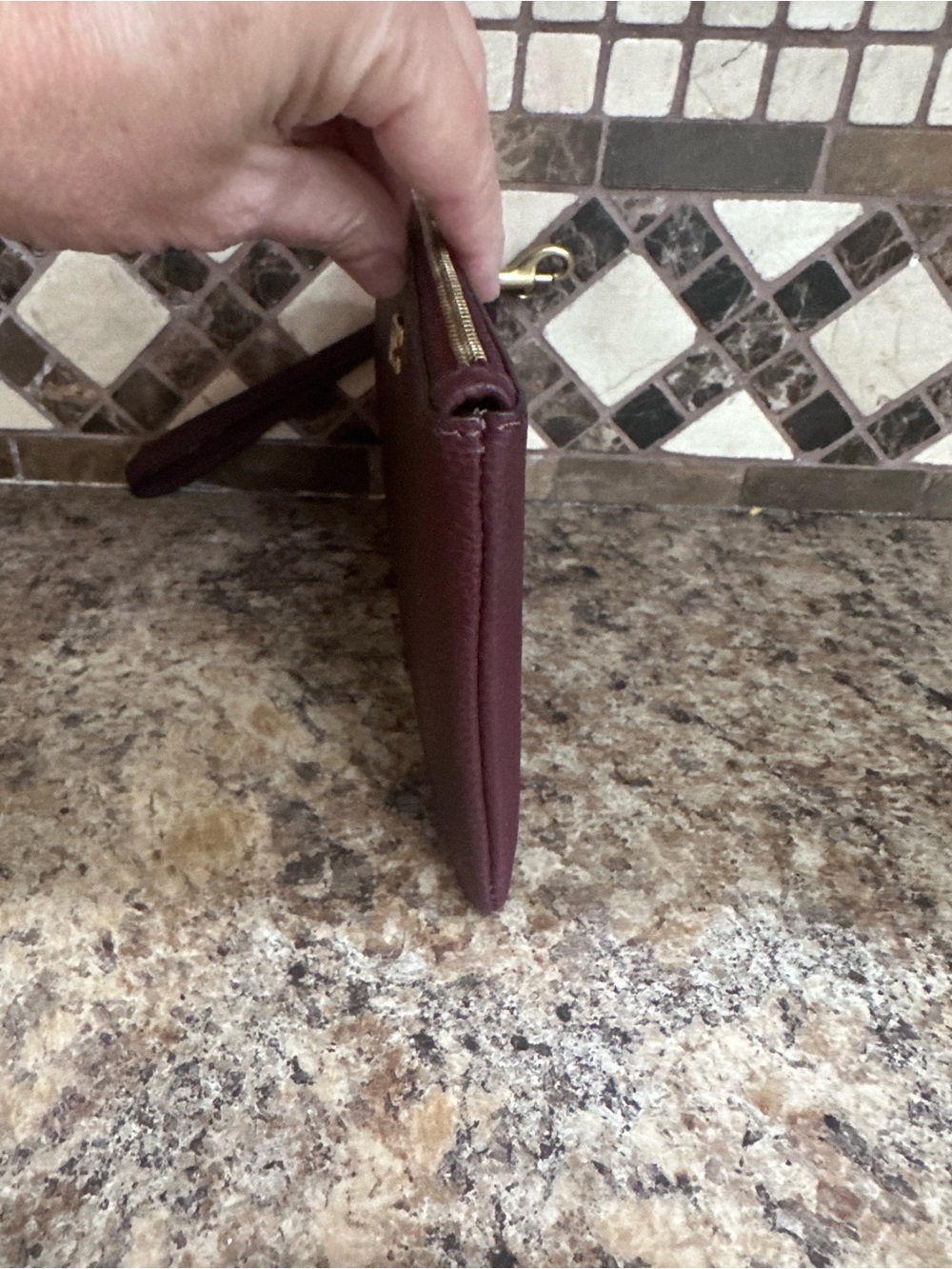 Coach Pebbled Merlot Signature Corner Zip Wristlet NWT Quiet Luxury Old Money - Picture 3 of 9